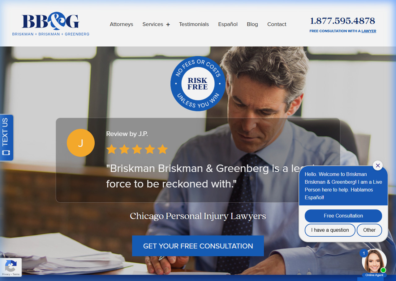 Briskman and Briskman law firm website design — personal injury attorneys with high-converting homepage
